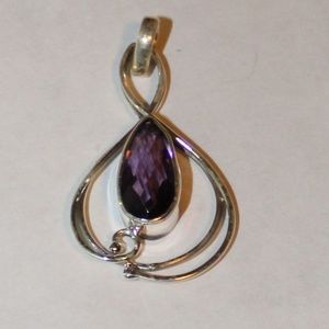 Natural Amethyst 925 Solid Sterling Silver Pendant
